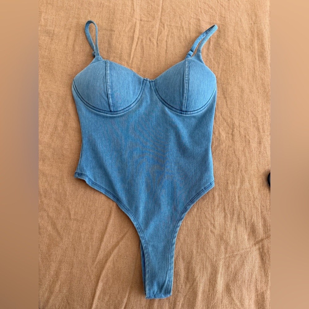 JLUXLABEL Denim Blue Bodysuit